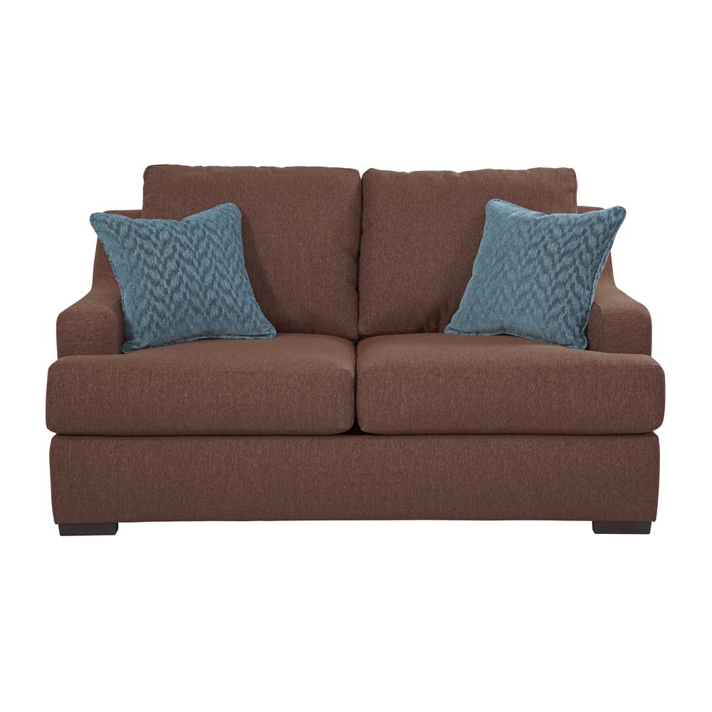 American Furniture Classics Model 8-020-A65V2 Earthtone Cinnamon Sloped Track Arm Loveseat. Picture 4