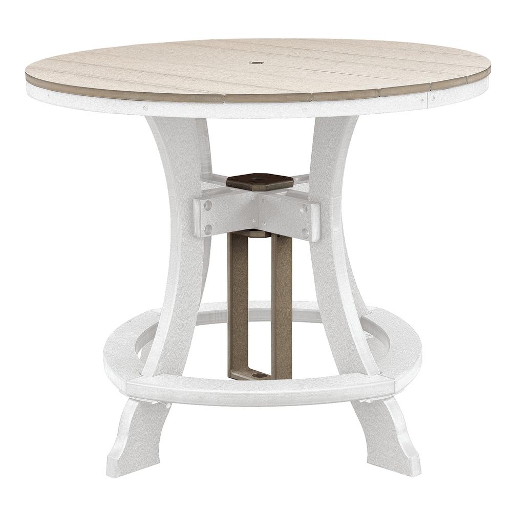 OS Home and Office Model CR130WWWT-K Five Piece Round Counter Height Dining Set in Weatherwood on a White Base. Picture 5