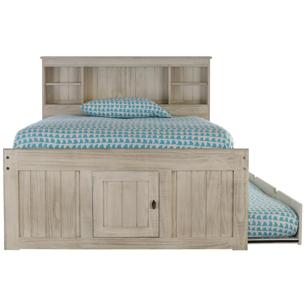 OS Home and Office Furniture Model 85221K3-22 Solid Pine Full Captains Bookcase Bed with 3 drawers and a Twin Sized Trundle in Light Ash. Picture 4