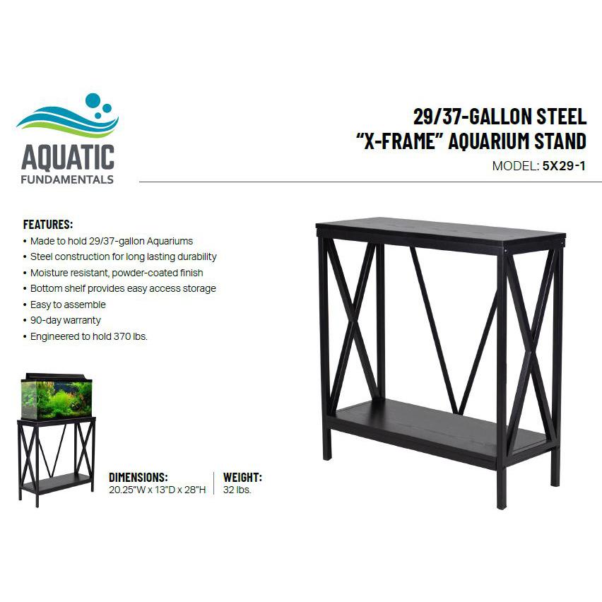 29/37 Gallon Steel X-Frame Aquarium Stand, with lower shelf, Black. Picture 6