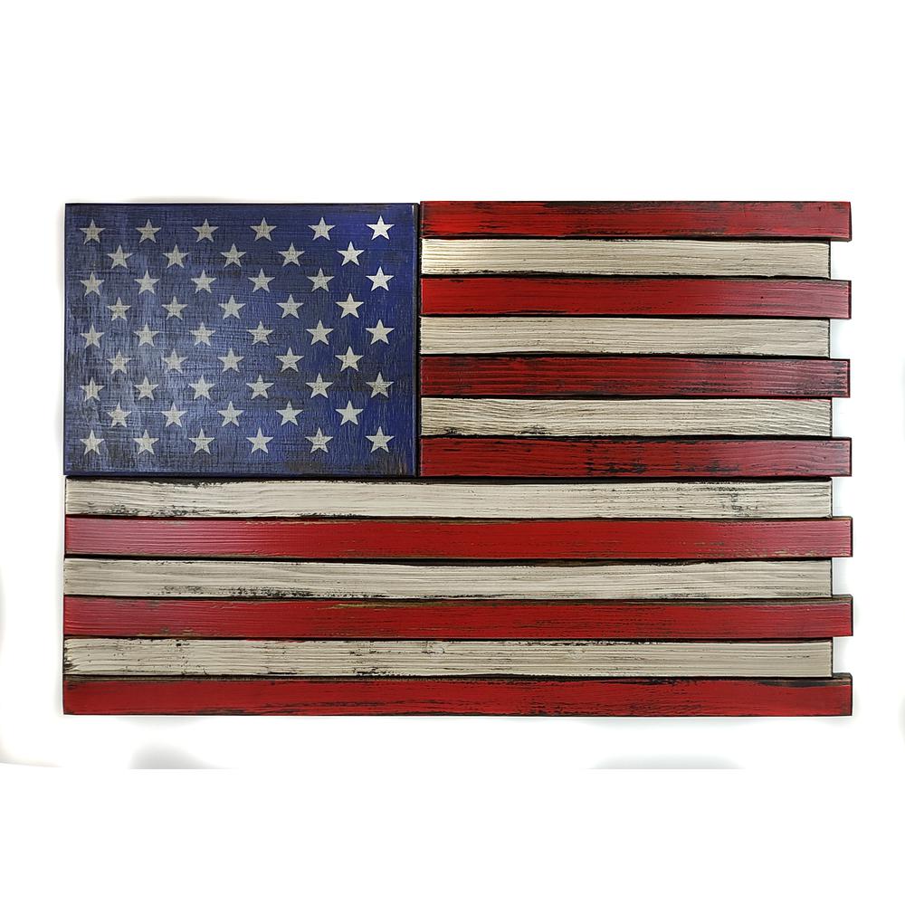 American Furniture Classics Model SMALL2COMP Small American Flag Wall Hanging Gun Concealment with Two Secret Compartments. Picture 2