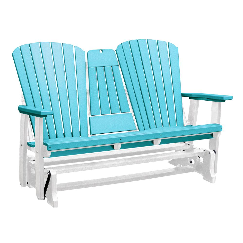 Two Seat Fan Back Glider with Drop Down Table/Cup Holder in Aruba Blue. Picture 1