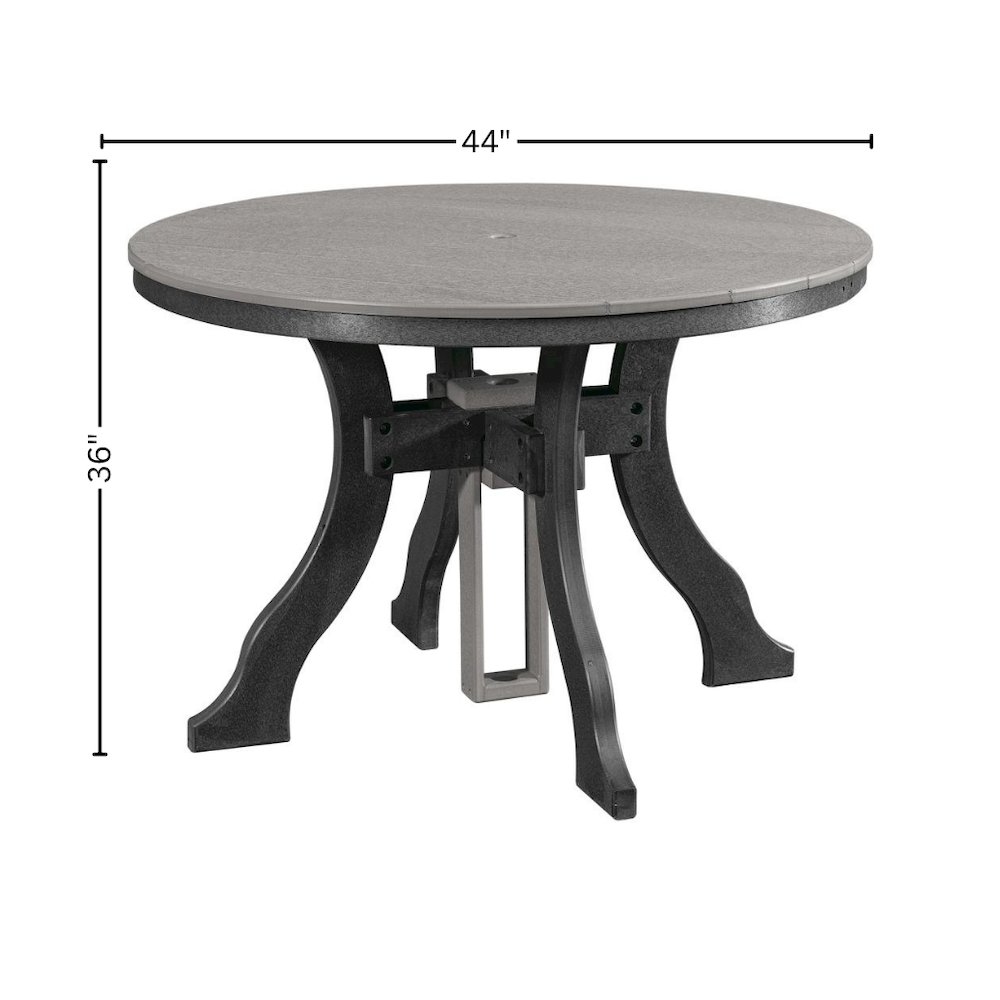 Round Dining Set, 5-Piece, All-Weather HDPE, Umbrella Hole, Gray. Picture 6