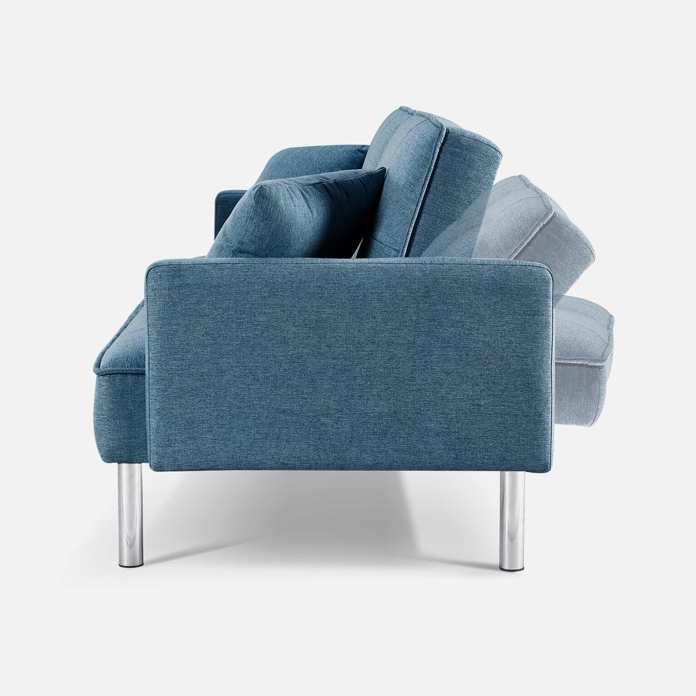 Tufted Futon Convertible Sofa Sleeper with Two Throw Pillows. Picture 7