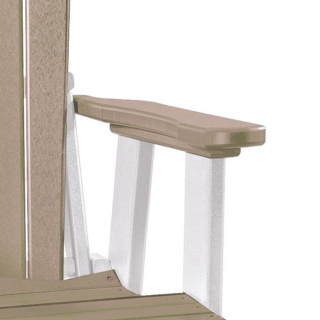 OS Home and Office Model 516WWWT Fan Back Balcony Glider in Weatherwood with a White Base, Made in the USA. Picture 3