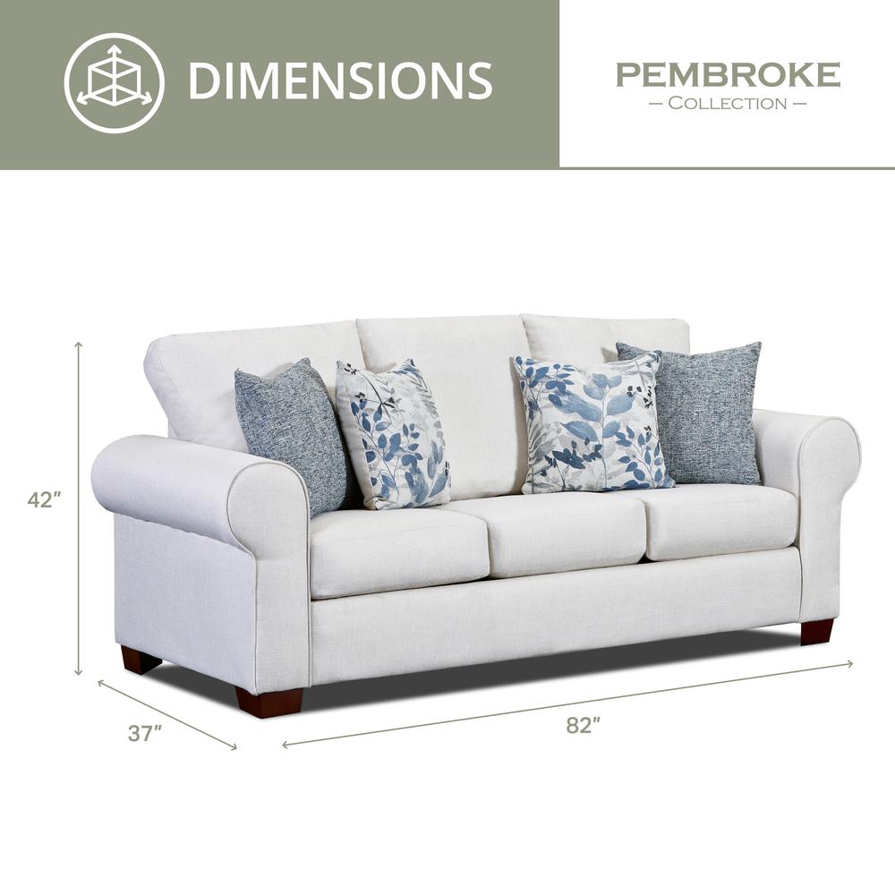 Living Room Pembroke Sofa with Four Throw Pillows. Picture 2