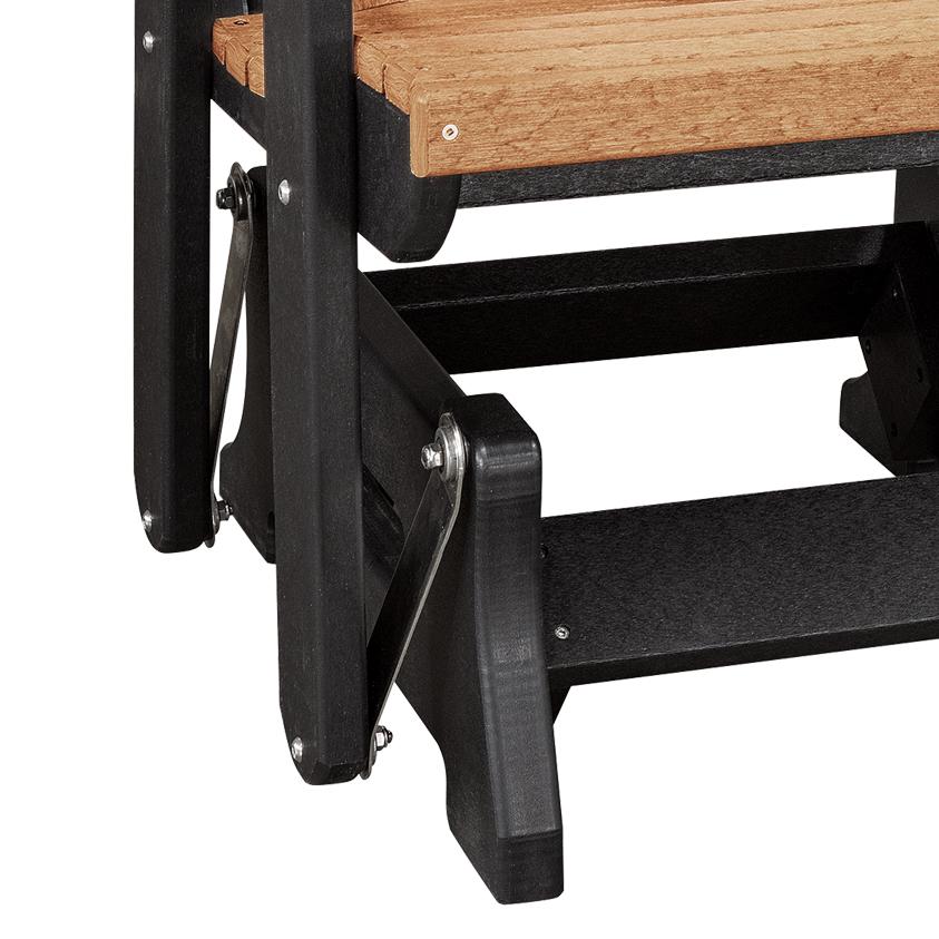 OS Home and Office Model 515CBK Fan Back Glider in Cedar with a Black Base, Made in the USA. Picture 3