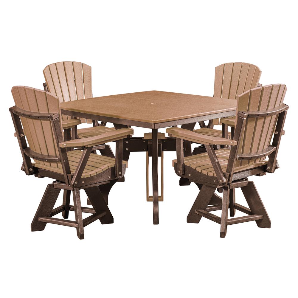 Five Piece Square Dining Height Dining Set in Cedar with a Tudor Brown Base. Picture 1