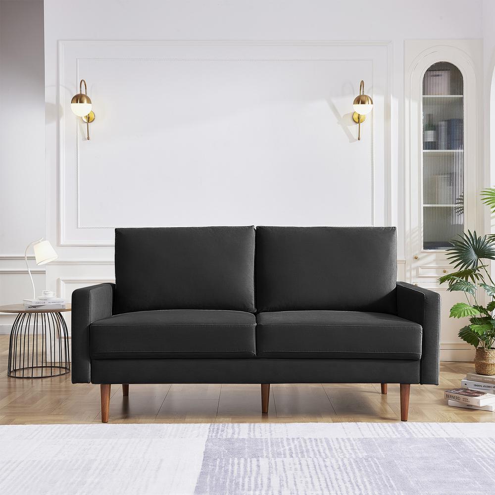 69 Inch Wide Upholstered Two Cushion Sofa with Square Arms. Picture 12