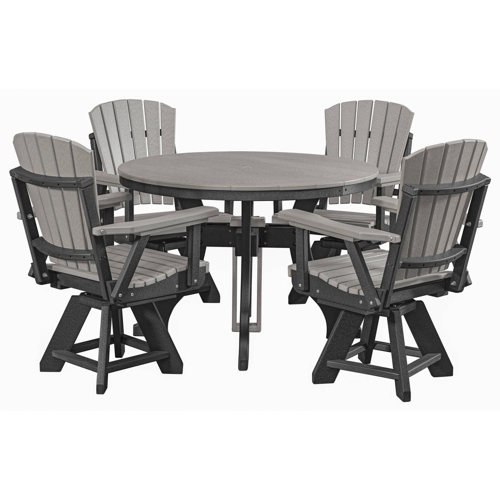 Five Piece Round Dining Height Dining Set in Light Grey with a Black Base. Picture 1