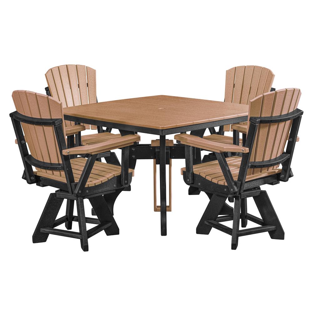 Five Piece Square Dining Height Dining Set in Cedar with a Black Base. Picture 1