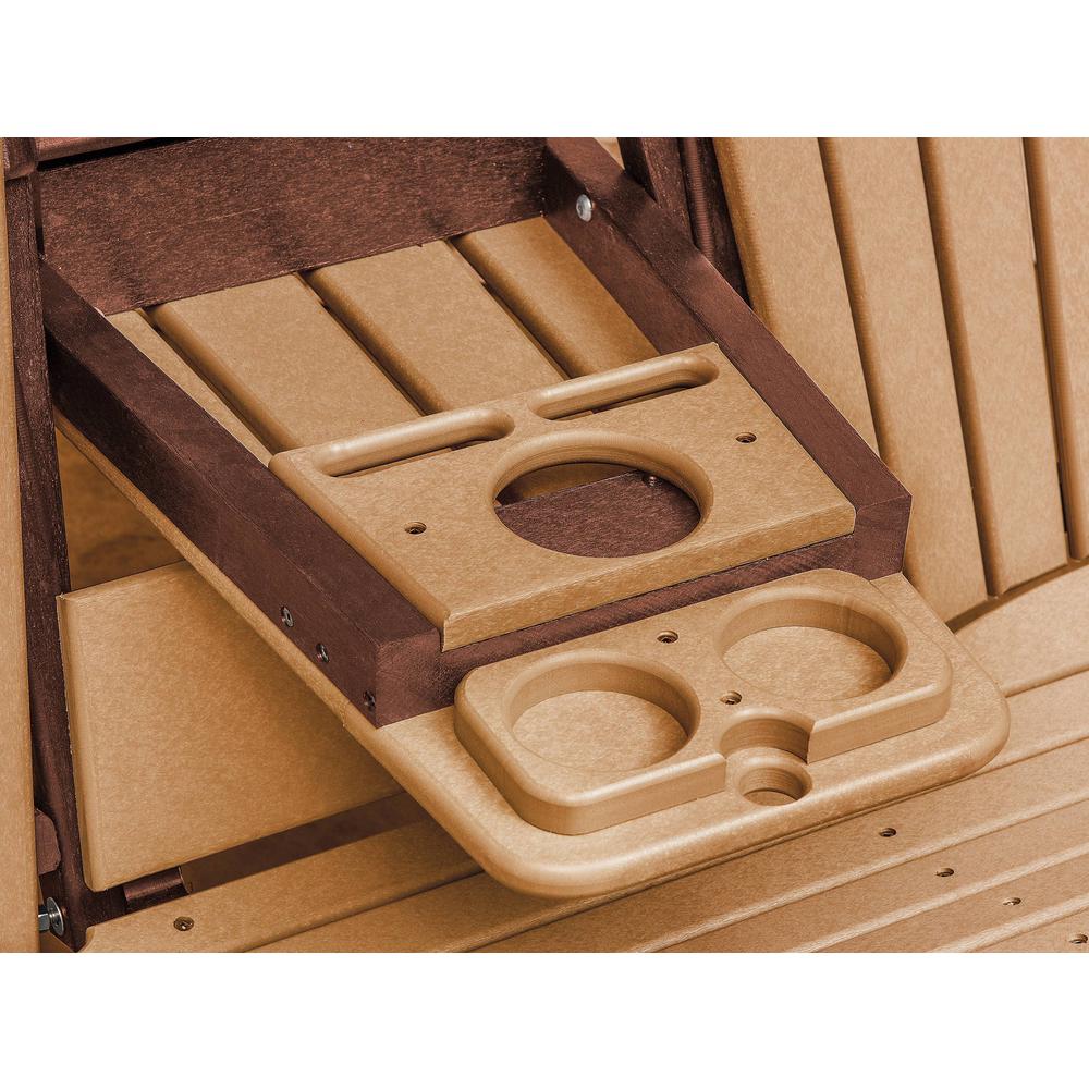 Two Seat Fan Back Glider with Drop Down Table/Cup Holder in Cedar. Picture 5