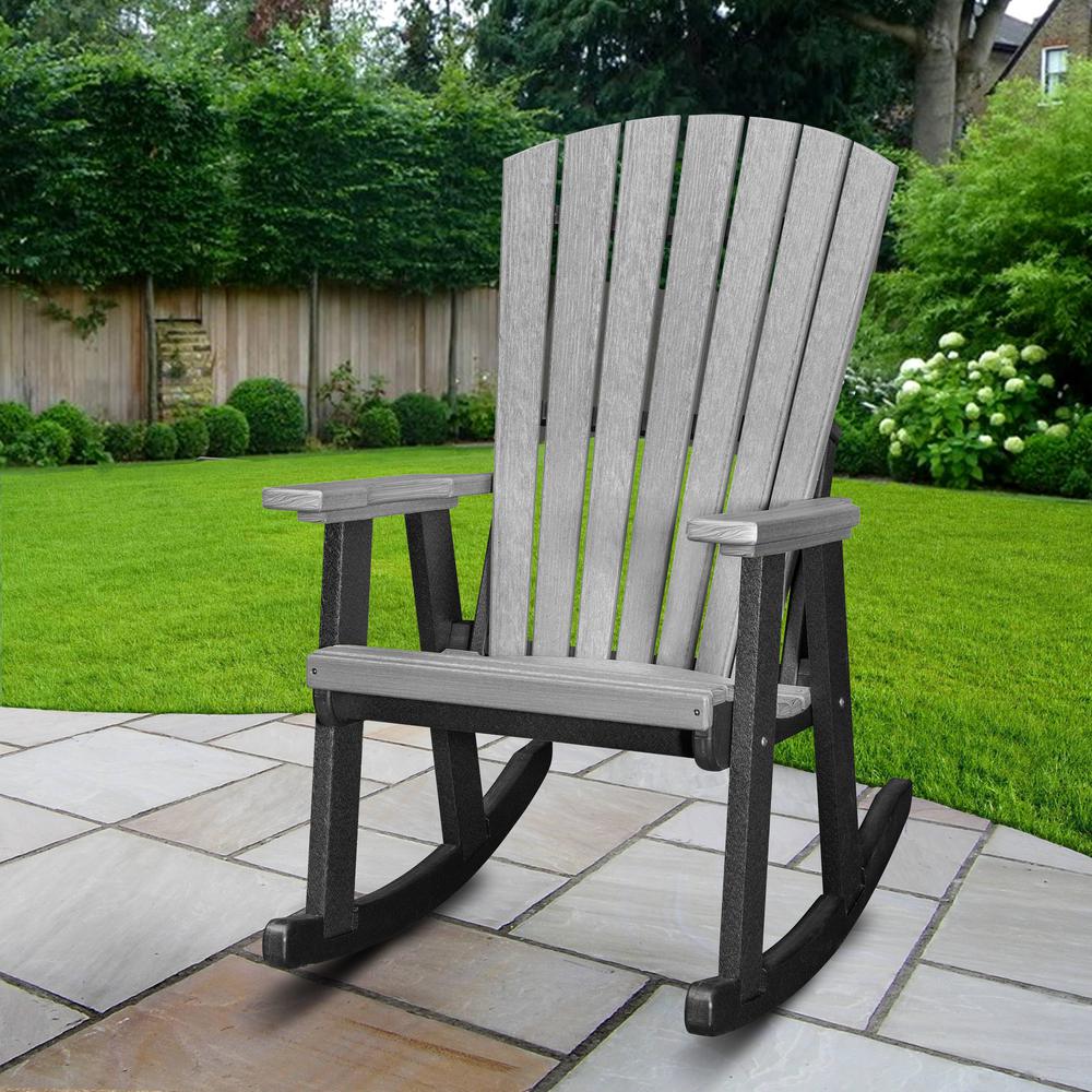 OS Home and Office Rocking Chair in Light Grey with a Black Base. Picture 1