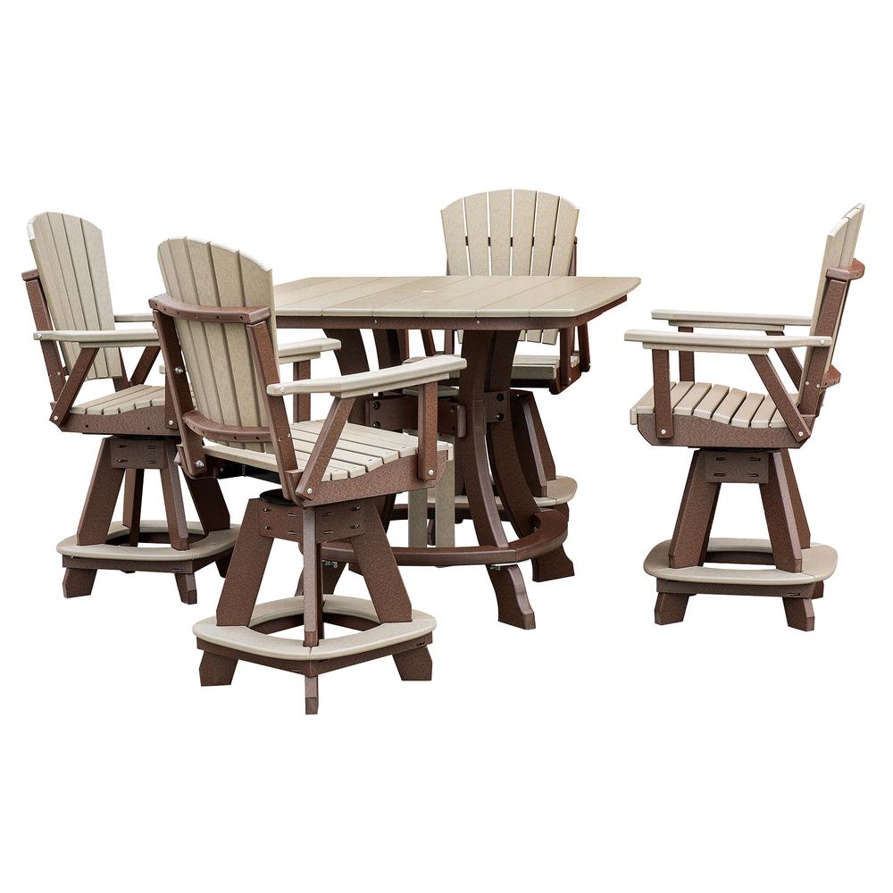 OS Home and Office Model CS130WWTB-K Five Piece Square Counter Height Dining Set in Weatherwood on a Tudor Brown Base. Picture 2