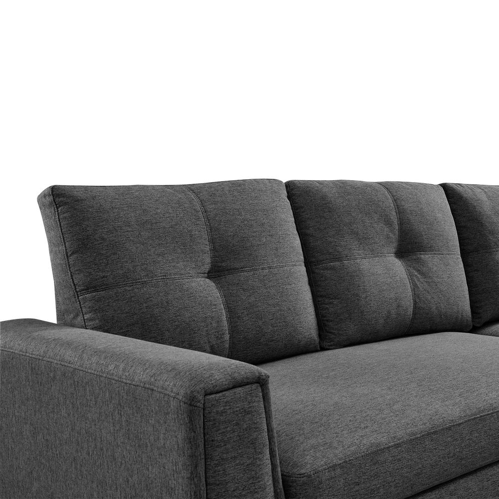 Tufted Sectional Chaise Sofa Sleeper with Storage in Dark Grey. Picture 6