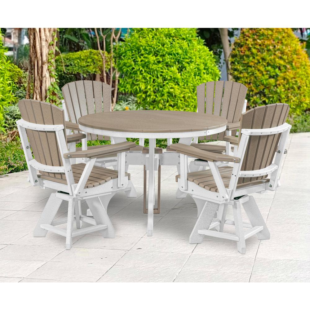 Dining Height Round Table in Weatherwood with a White Base. Picture 7