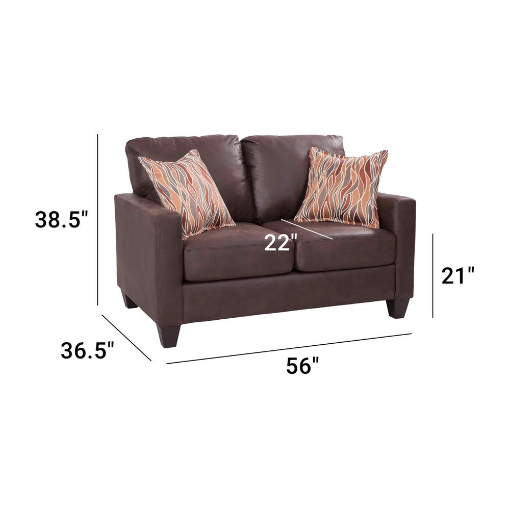 American Furniture Classics Loveseat with Two Accent Pillows, Brown. Picture 5