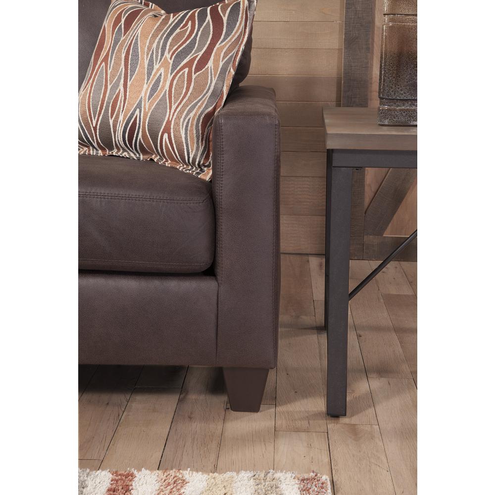 American Furniture Classics Loveseat with Two Accent Pillows, Brown. Picture 6
