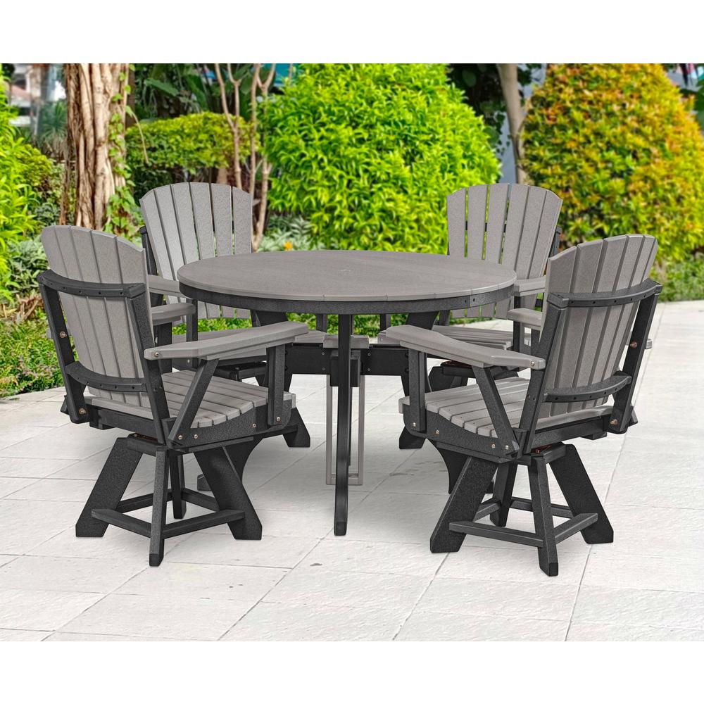 Dining Height Round Table in Light Grey with a Black Base. Picture 8