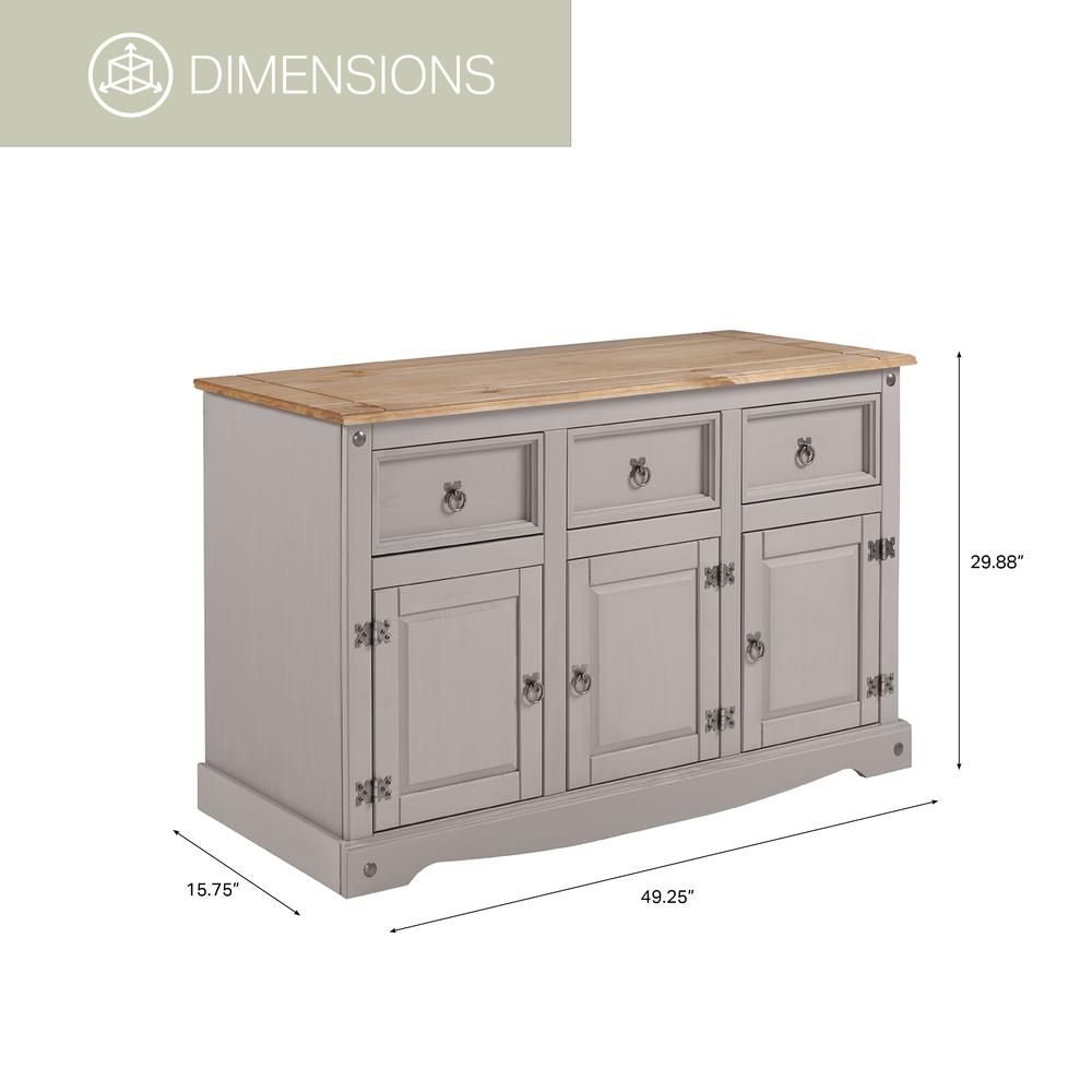 Model COG388 Cottage Series Wood Buffet Sideboard in Corona Gray. Picture 2