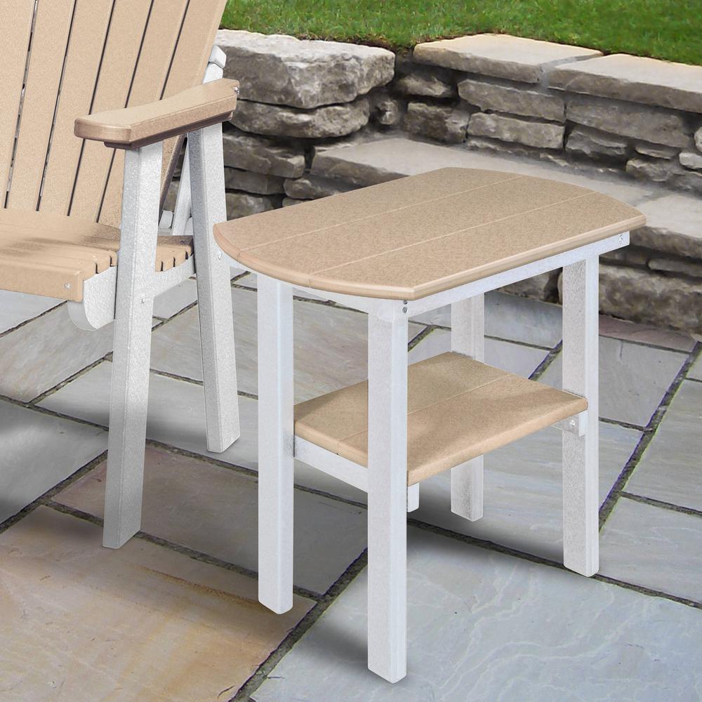 OS Home and Office Model 525WWWT Oval End Table in Weatherwood with a White Base, Made in the USA. Picture 1