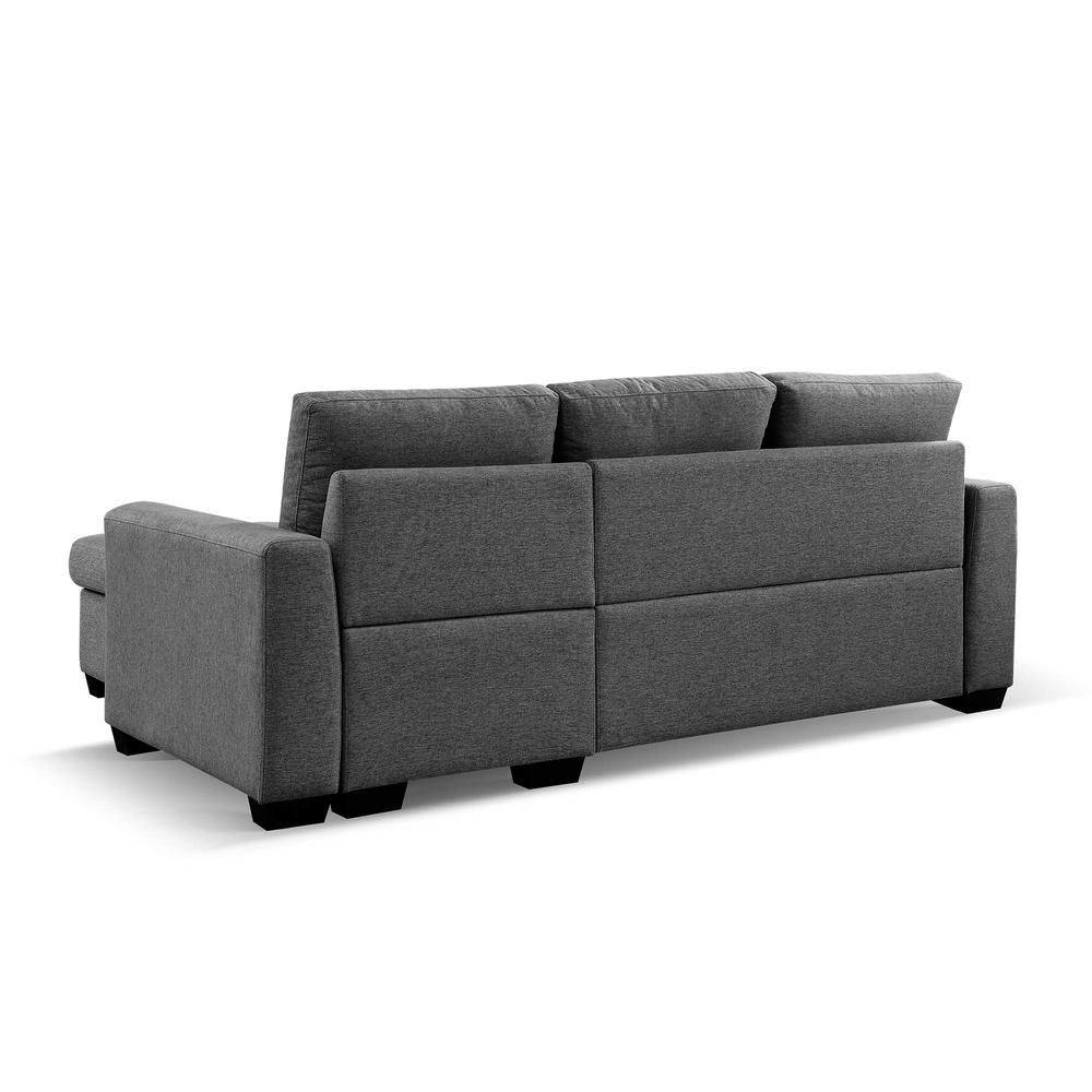 Tufted Sectional Chaise Sofa Sleeper with Storage in Dark Grey. Picture 13