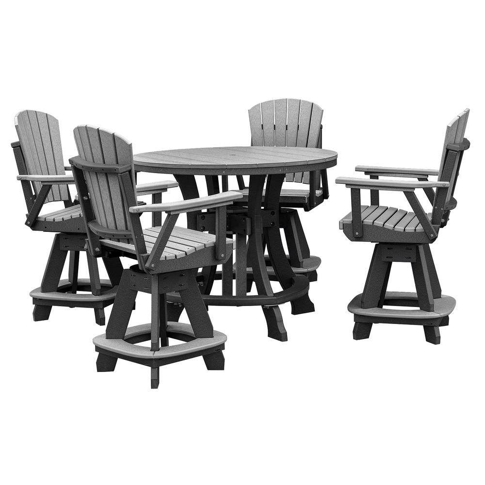 OS Home and Office Model CR130LGB-K Five Piece Round Counter Height Dining Set in Light Gray on a Black Base. Picture 2