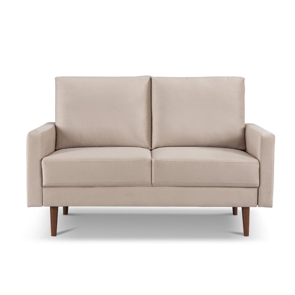 57 Inch Wide Upholstered Two Cushion Loveseat with Square Arms. Picture 1