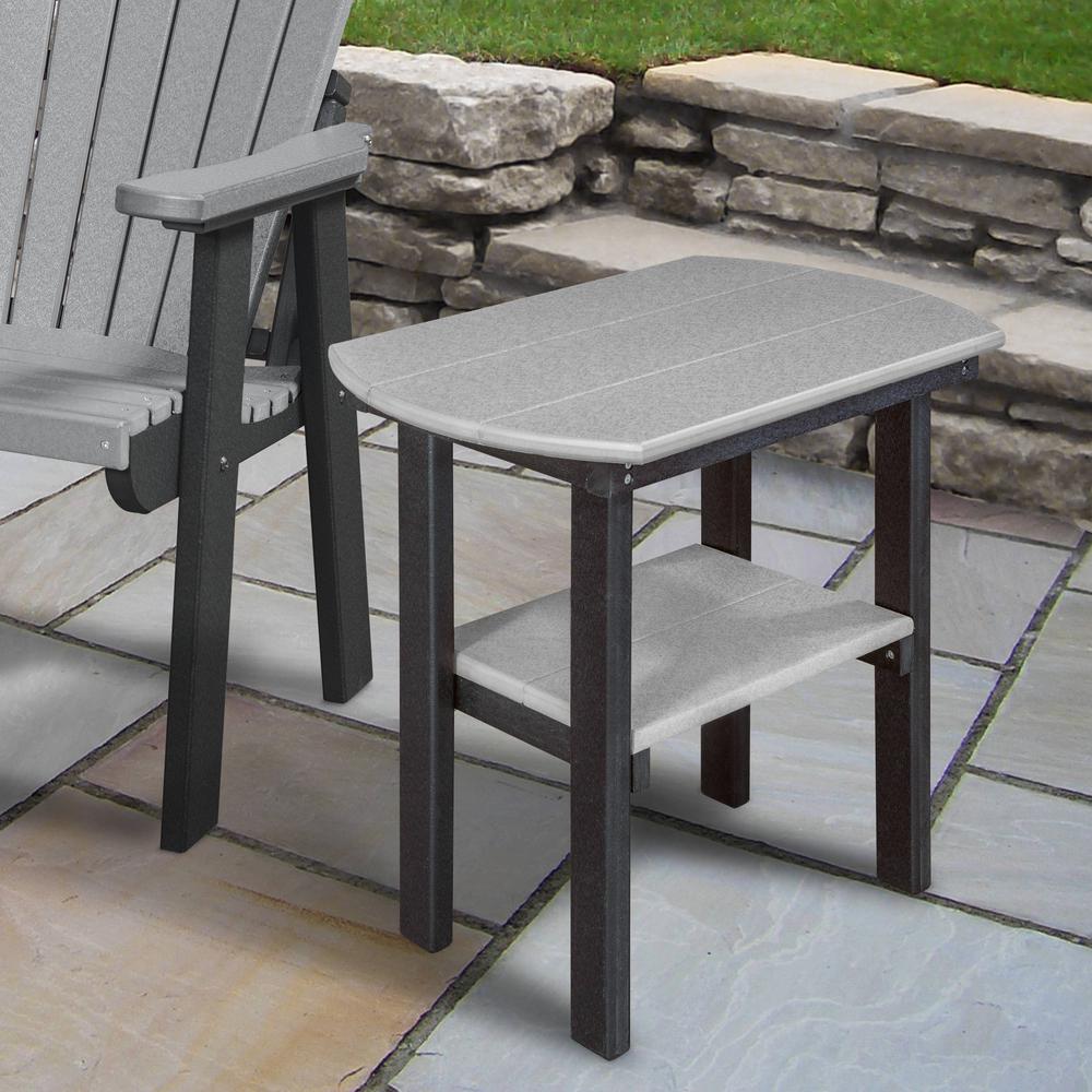 OS Home and Office Model 525LGB Oval End Table in Light Grey with a Black Base, Made in the USA. Picture 1