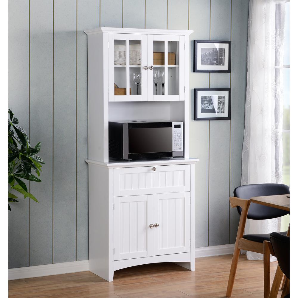 Buffet and Hutch with Framed Glass Doors and Drawer. Picture 2