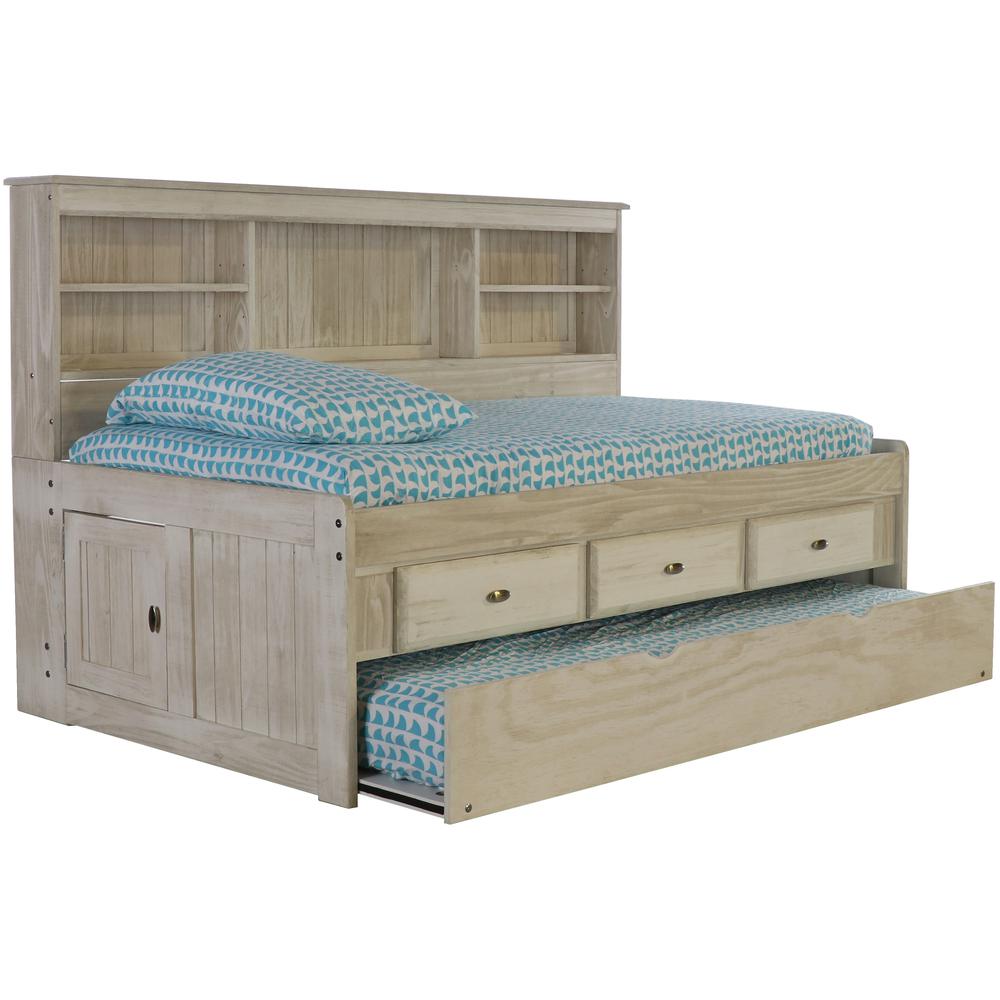 OS Home and Office Furniture Model 85222K3-22, Solid Pine Twin Daybed with Three Sturdy Drawers and a Twin Sized Trundle in Light Ash. Picture 2