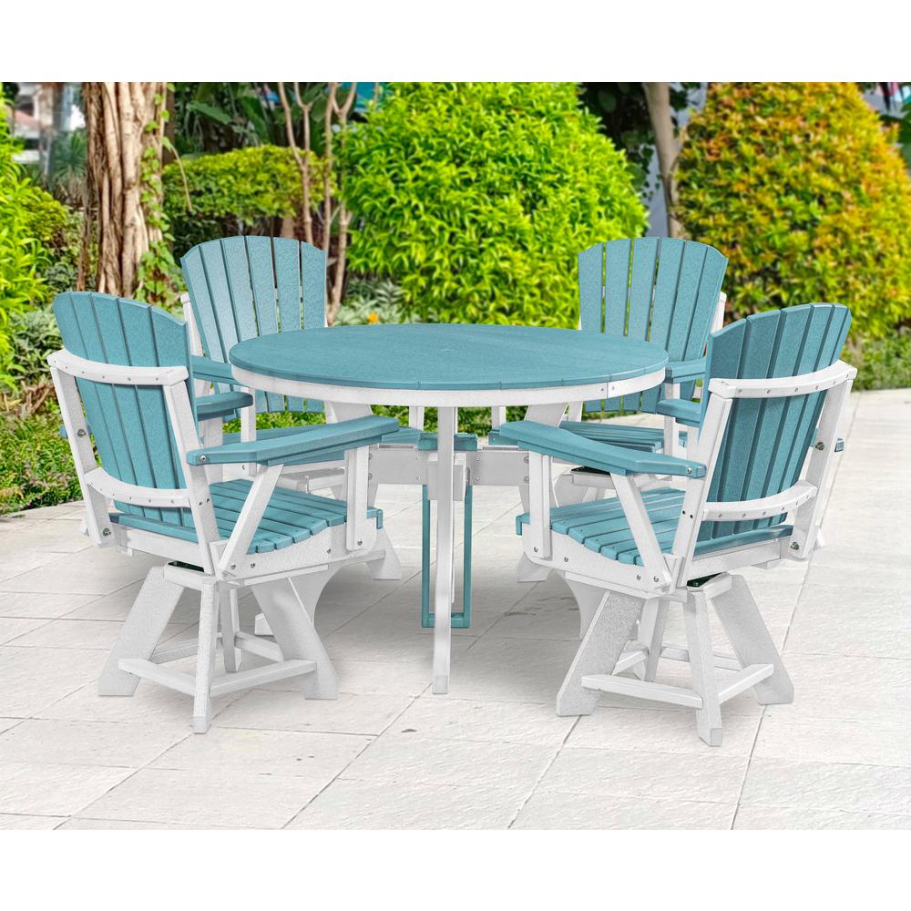 Dining Height Swivel Arm Chair in Aruba Blue with a White Base. Picture 6