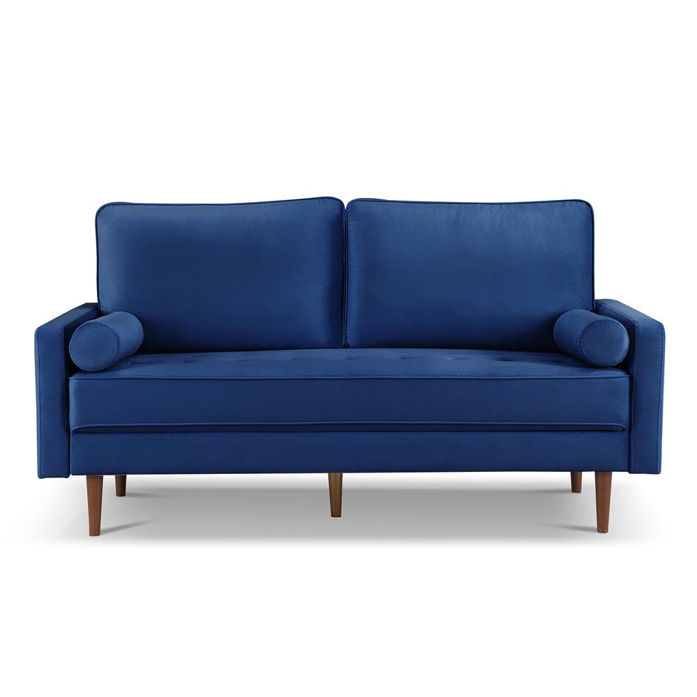 69 Inch Wide Upholstered Two Cushion Sofa with Bolster Pillows. Picture 1