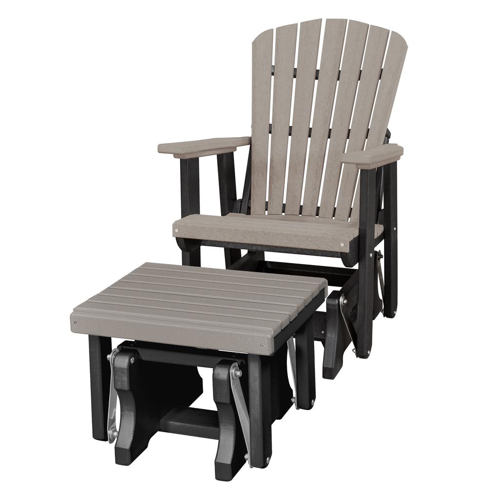 Fan Back Glider and Ottoman Glider in Light Gray with a Black Base. Picture 1