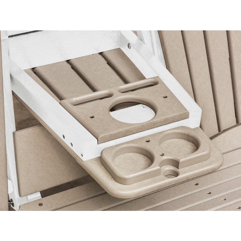 Two Seat Fan Back Glider with Drop Down Table/Cup Holder in Weatherwood. Picture 5