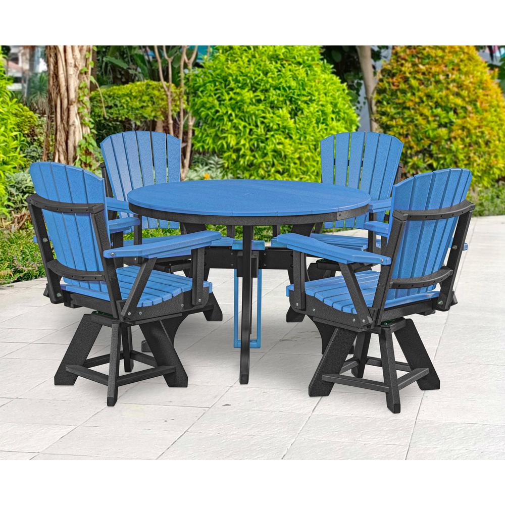Dining Height Swivel Arm Chair in Blue with a Black Base. Picture 6