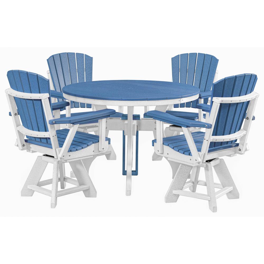 Five Piece Round Dining Height Dining Set in Blue with a White Base. Picture 1