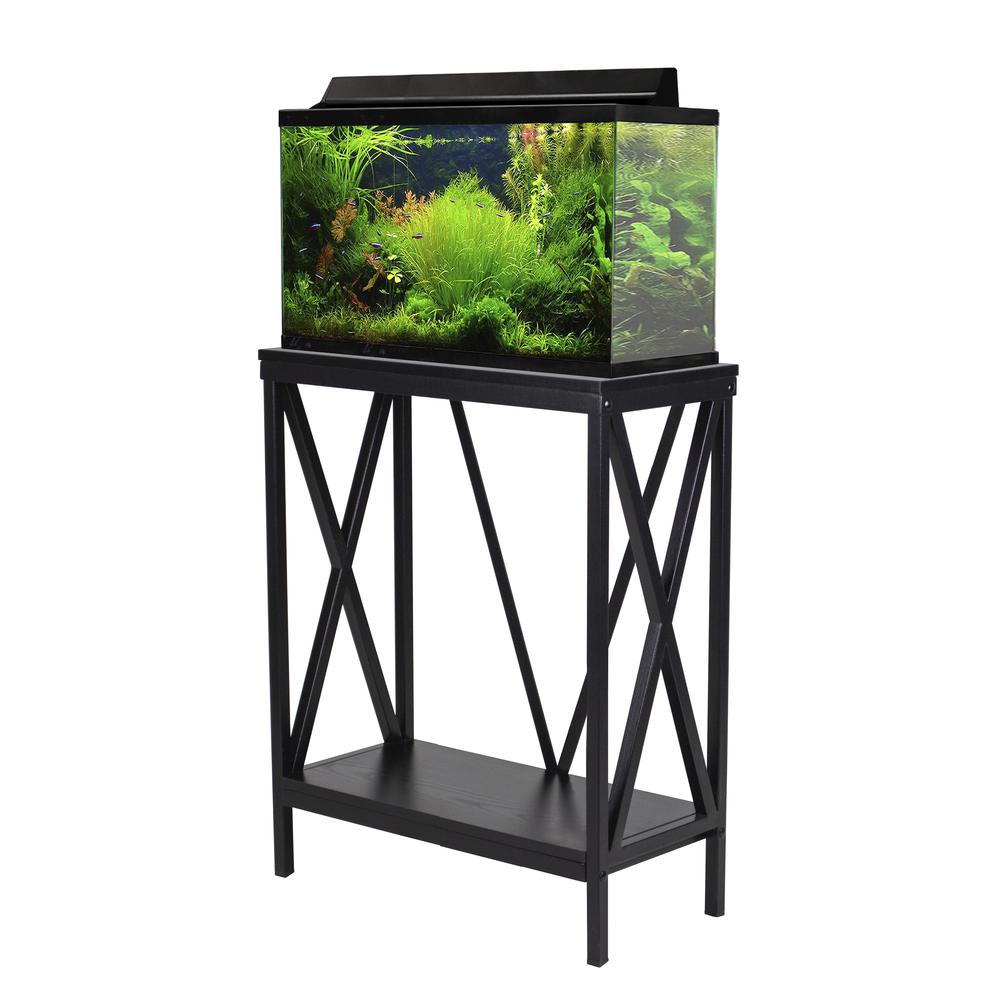20 Gallon Steel X-Frame Aquarium Stand, with lower shelf, Black. Picture 4