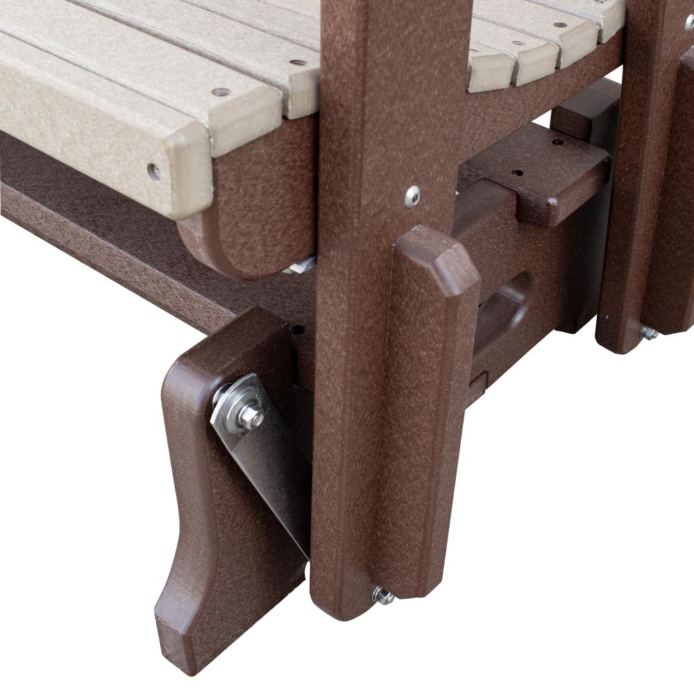 Two Seat Fan Back Glider with Drop Down Table/Cup Holder in Weatherwood. Picture 9