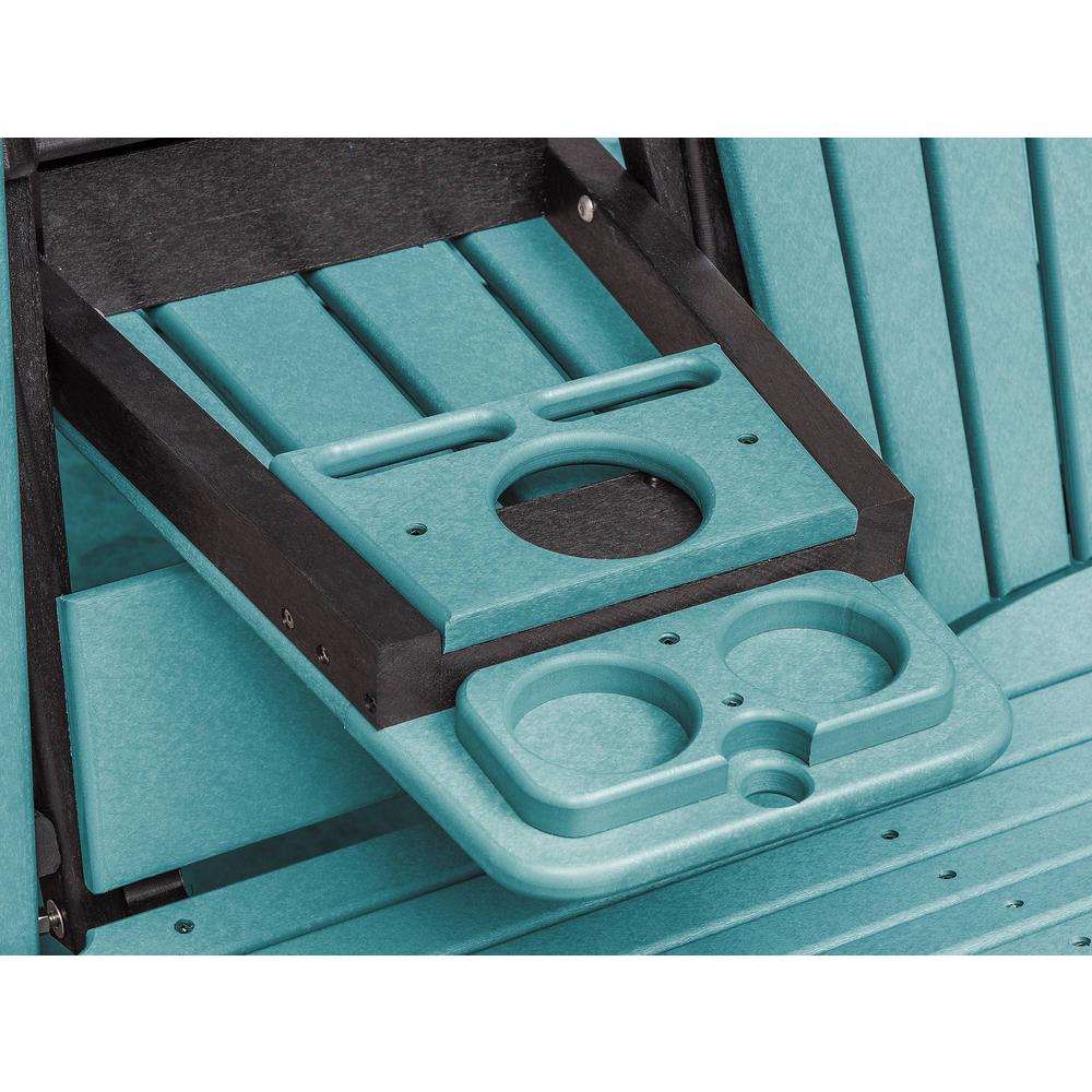 Two Seat Fan Back Glider with Drop Down Table/Cup Holder in Aruba Blue. Picture 5