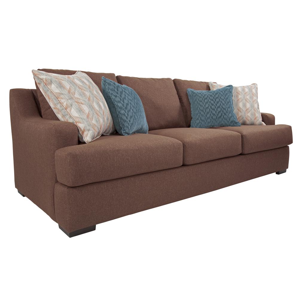American Furniture Classics Model 8-010-A65V2 Earthtone Cinnamon Sloped Track Arm Sofa. Picture 1