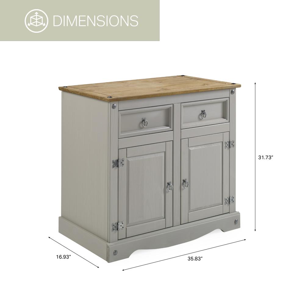 Model COG915 Cottage Series Wood Buffet Sideboard in Corona Gray. Picture 2