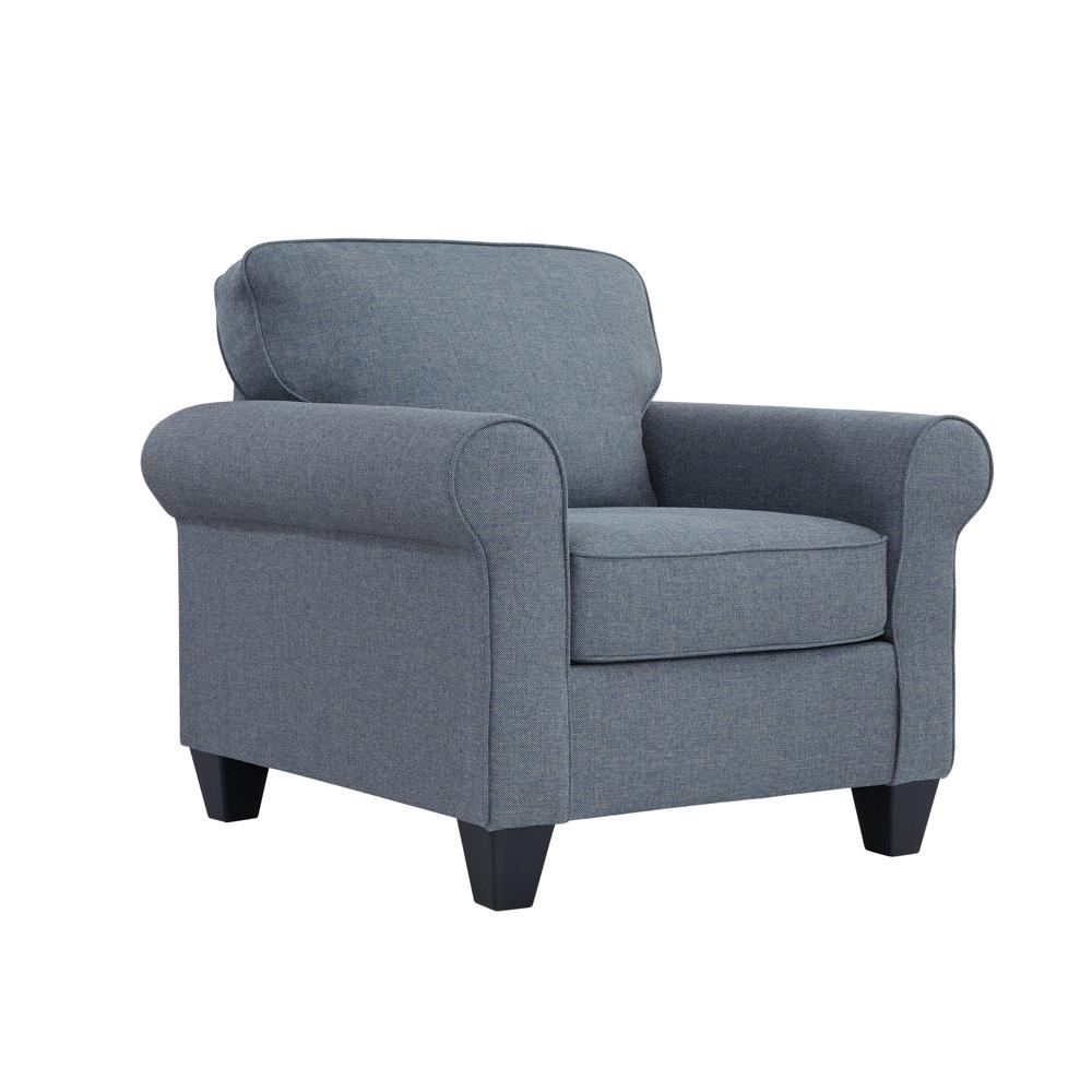 American Furniture Classics Blue Fabric Oversized Chair /w Rolled Arms. Picture 2