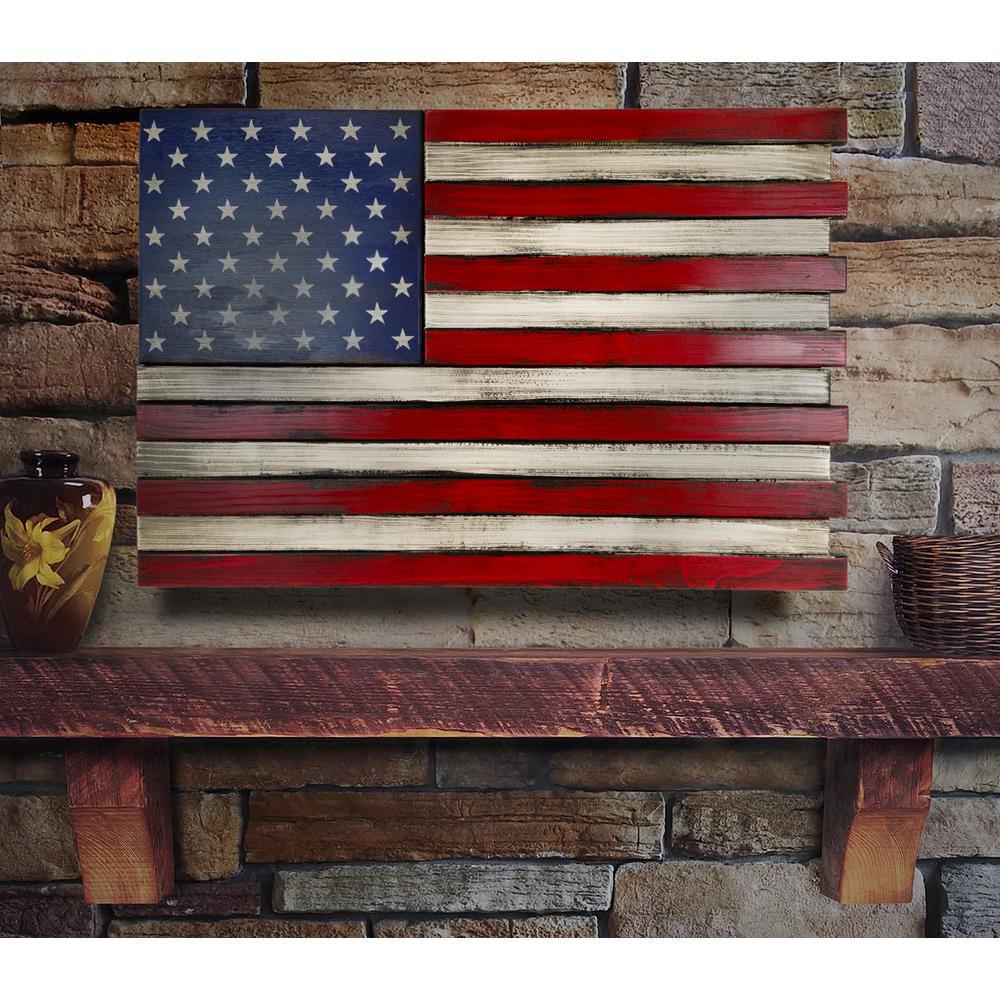 American Furniture Classics Model SMALL2COMP Small American Flag Wall Hanging Gun Concealment with Two Secret Compartments. Picture 1