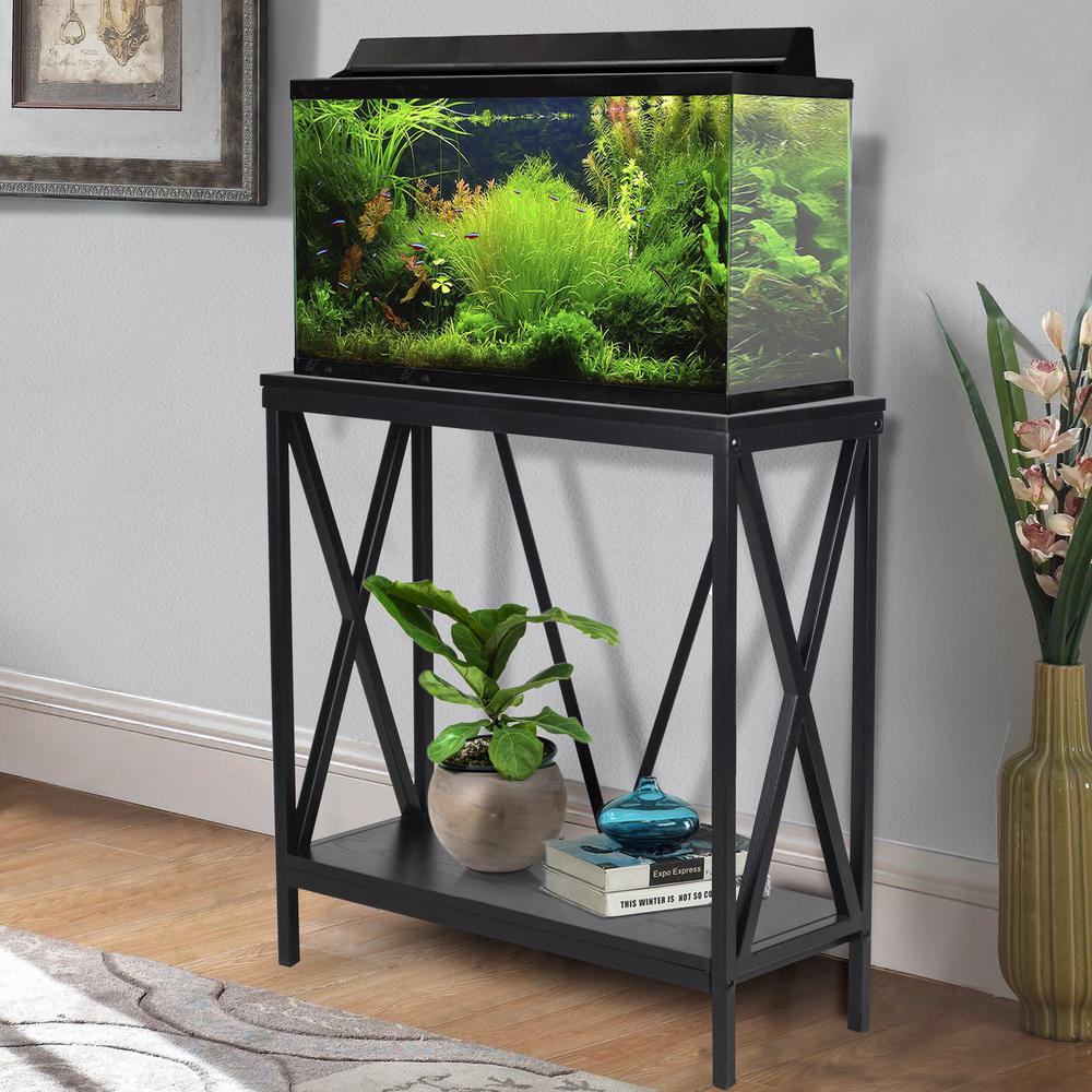 29/37 Gallon Steel X-Frame Aquarium Stand, with lower shelf, Black. Picture 7