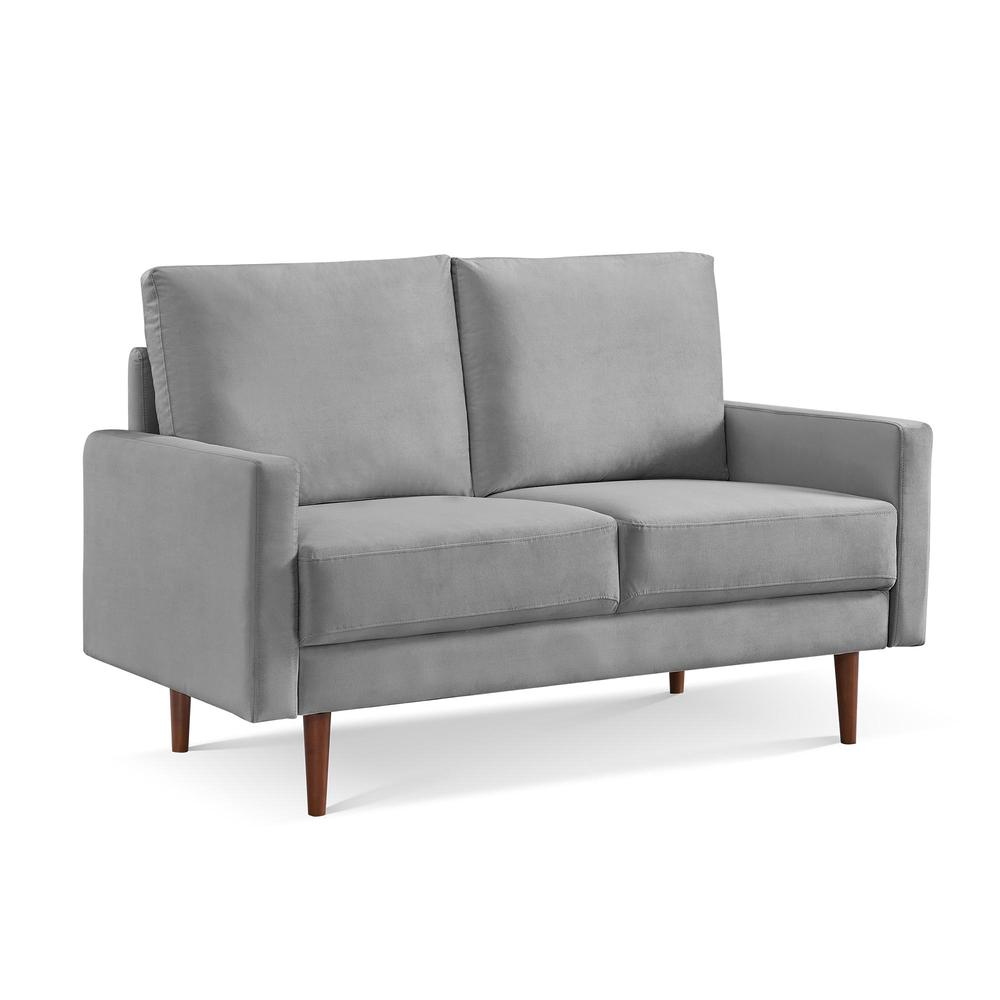 57 Inch Wide Upholstered Two Cushion Loveseat with Square Arms. Picture 2