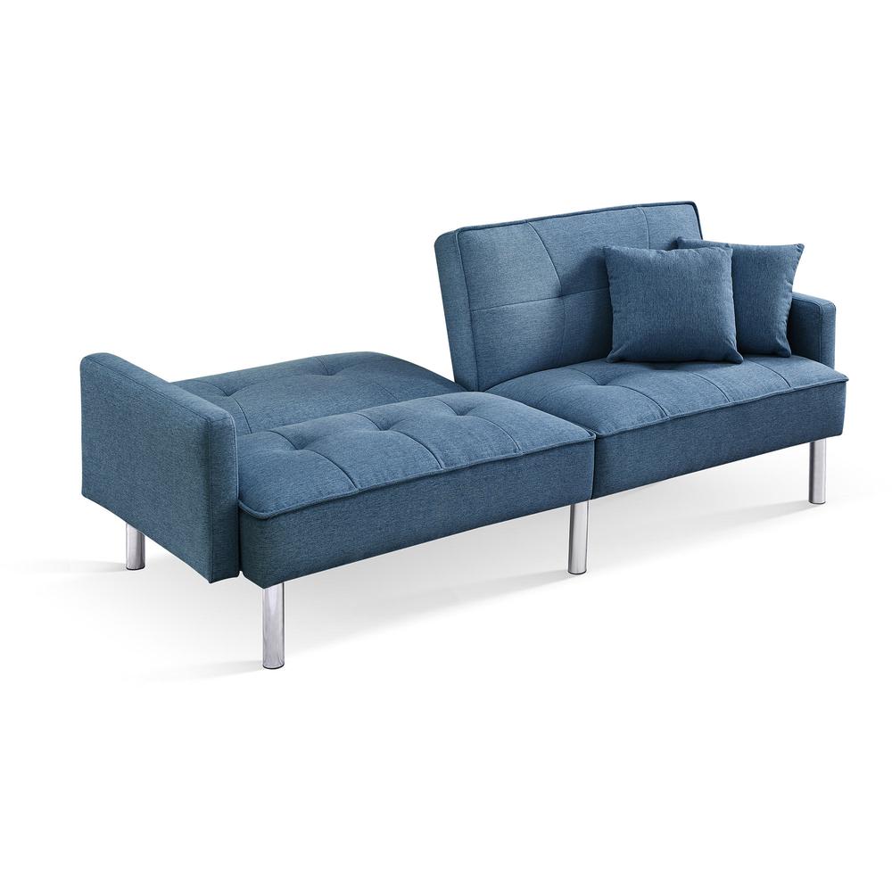 Tufted Futon Convertible Sofa Sleeper with Two Throw Pillows. Picture 9