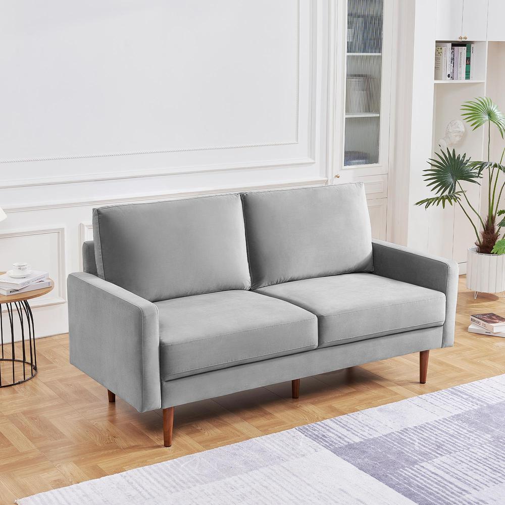 69 Inch Wide Upholstered Two Cushion Sofa with Square Arms. Picture 12