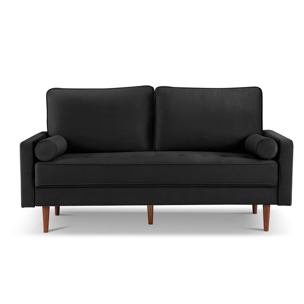 69 Inch Wide Upholstered Two Cushion Sofa with Bolster Pillows. Picture 1