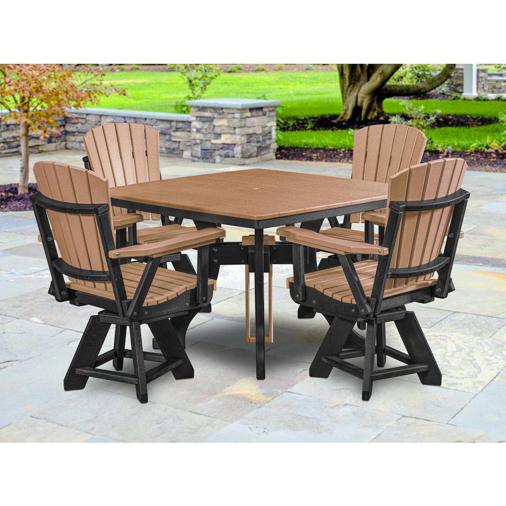 Five Piece Square Dining Height Dining Set in Cedar with a Black Base. Picture 3